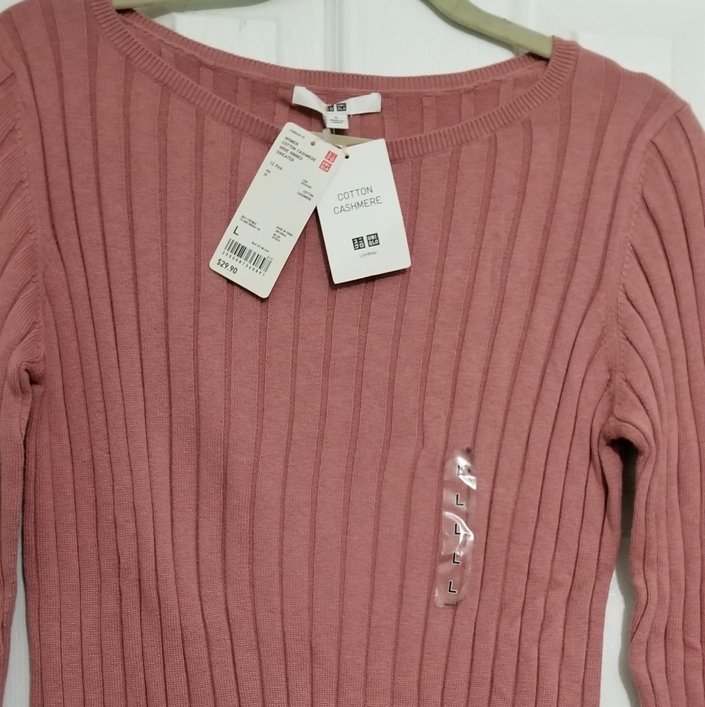 Uniqlo Pink Cotton Cashmere Sweater